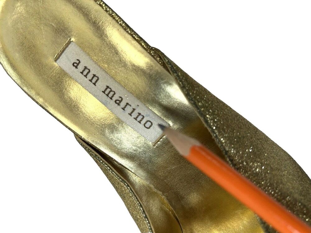 Ann Marino Gold Sparkle Almond Toe Block Heel Shoes Womens 10 - Picture 6 of 11